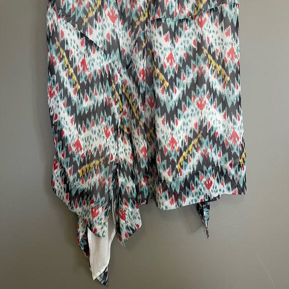 ISABEL MARANT ÉTOILE Enna Silk Chiffon Asymmetrical Dress Size XS White Black - Picture 15 of 16